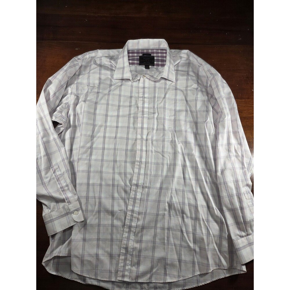 Jos. A. Bank Reserve Shirt Men's 2XLT Big Tall Purple Plaid Egyptian Cotton